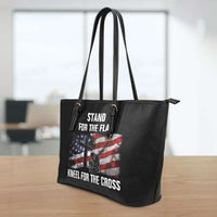 Load image into Gallery viewer, Designs by MyUtopia Shout Out:Stand For The Flag Kneel For The Cross Faux Leather Totebag Purse
