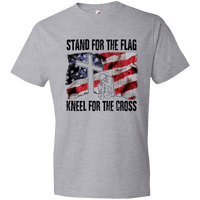 Load image into Gallery viewer, Designs by MyUtopia Shout Out:Stand For the Flag, Kneel For the Cross Mens/Ladies Crew Neck T-Shirt,Mens T-Shirt / S / Heather Grey,Ladies T-Shirts
