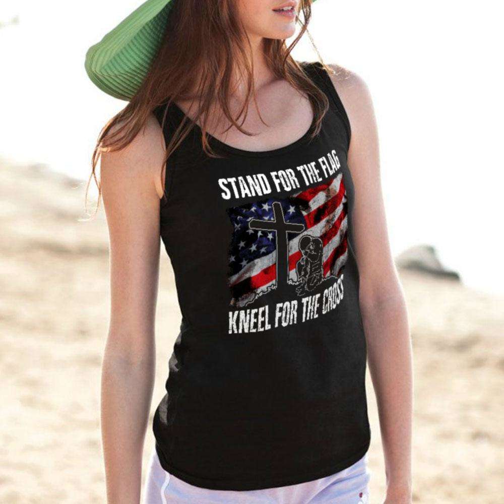 Designs by MyUtopia Shout Out:Stand For The Flag Kneel For The Cross Unisex Tank Top