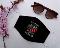 Load image into Gallery viewer, Designs by MyUtopia Shout Out:Stand For The Flag Kneel For The Fallen Adult Fabric Face Mask with Elastic Ear Loops
