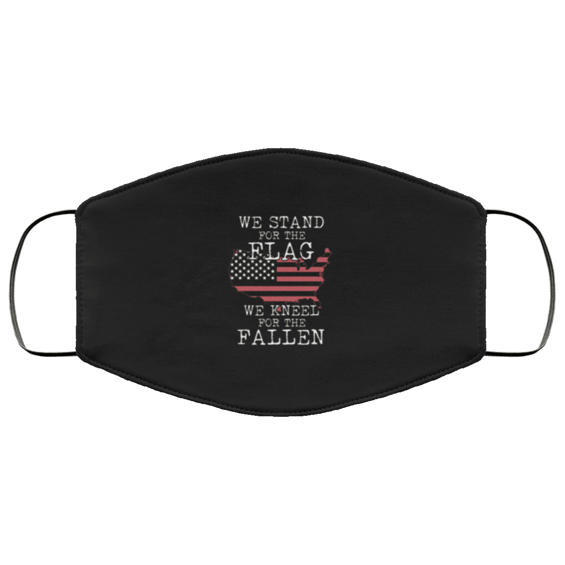 Designs by MyUtopia Shout Out:Stand For The Flag Kneel For The Fallen Adult Fabric Face Mask with Elastic Ear Loops,3 Layer Fabric Face Mask / Black / Adult,Fabric Face Mask