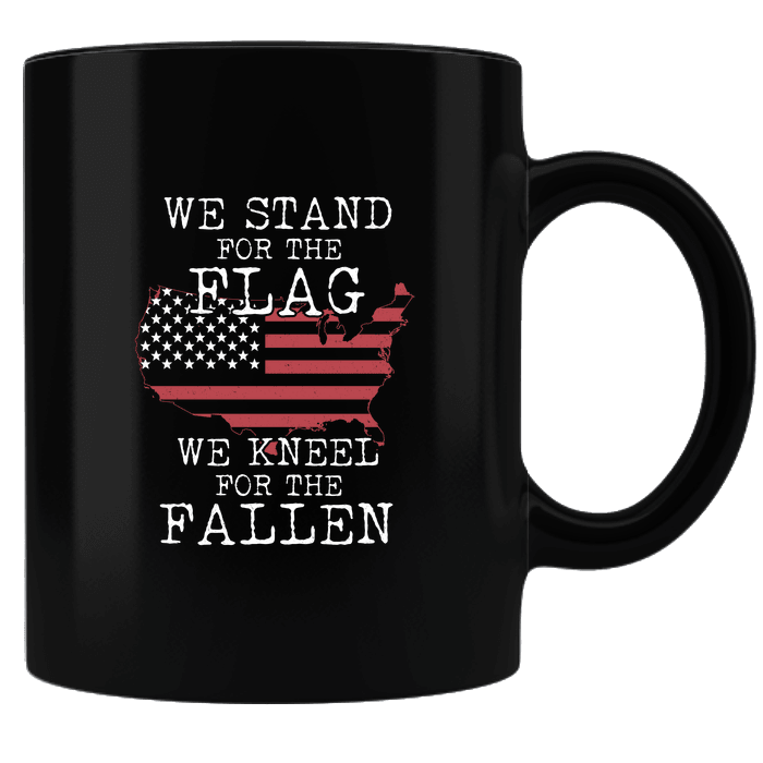Designs by MyUtopia Shout Out:Stand for the Flag Kneel For The Fallen Flag in US Map Black Ceramic Coffee Mug,Black,Ceramic Coffee Mug