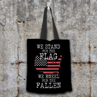 Load image into Gallery viewer, Designs by MyUtopia Shout Out:Stand for the Flag Kneel For The Fallen Flag in US Map Fabric Totebag Reusable Shopping Tote
