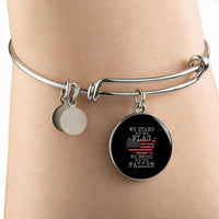 Load image into Gallery viewer, Designs by MyUtopia Shout Out:Stand for the Flag Kneel For The Fallen Flag in US Map Personalized Engravable Keepsake Bangle Bracelet
