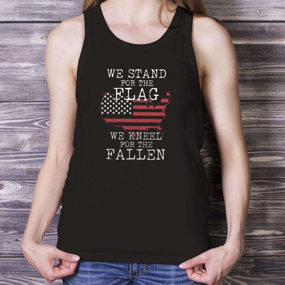 Designs by MyUtopia Shout Out:Stand for the Flag Kneel For The Fallen US Flag in US Map Ultra Cotton Unisex Tank Top,Black / X-Small,Tank Tops