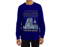 Load image into Gallery viewer, Designs by MyUtopia Shout Out:Star Peace A New Hope Awakens Christmas Christ Manger Scene Adult Tee Shirt,Long Sleeve Tee / Royal Blue / Small,Adult Unisex T-Shirt
