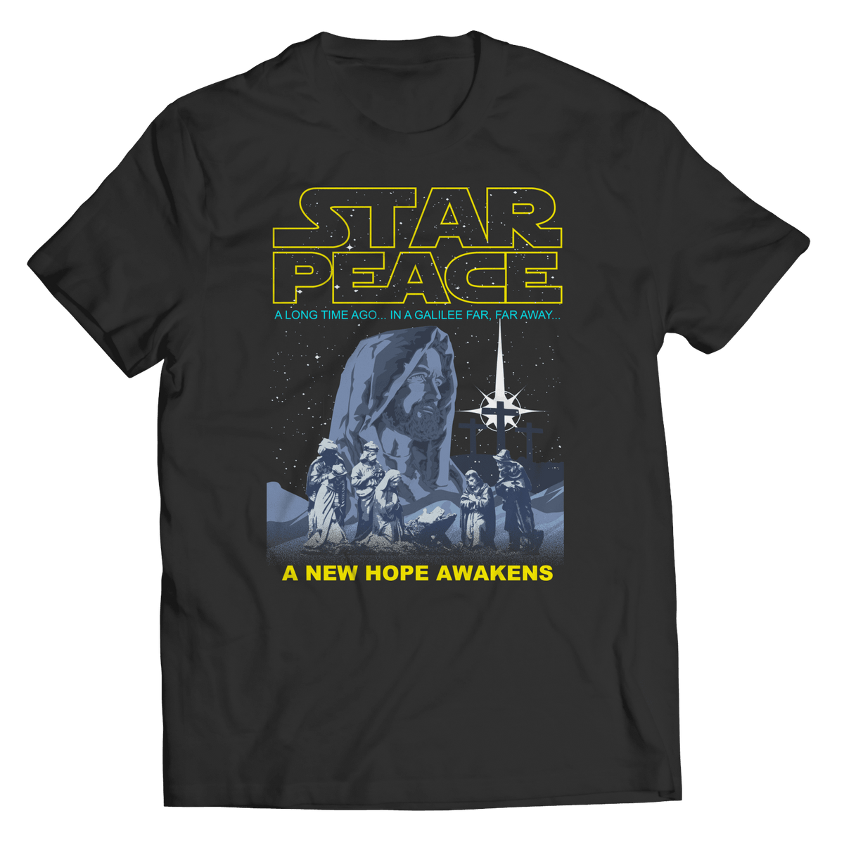 Designs by MyUtopia Shout Out:star peace template,Unisex Shirt / Black / S,Adult Unisex T-Shirt