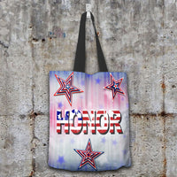 Load image into Gallery viewer, Designs by MyUtopia Shout Out:Stars and Stripes - Honor Fabric Totebag Reusable Shopping Tote

