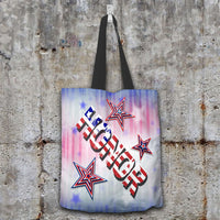 Load image into Gallery viewer, Designs by MyUtopia Shout Out:Stars and Stripes - Honor Fabric Totebag Reusable Shopping Tote
