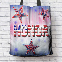 Load image into Gallery viewer, Designs by MyUtopia Shout Out:Stars and Stripes - Honor Fabric Totebag Reusable Shopping Tote
