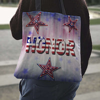Load image into Gallery viewer, Designs by MyUtopia Shout Out:Stars and Stripes - Honor Fabric Totebag Reusable Shopping Tote
