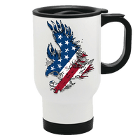 Load image into Gallery viewer, Designs by MyUtopia Shout Out:Stars and Stripes Eagle Stainless Steel Travel Mug,14 oz / White,Travel Mug
