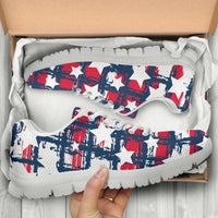Load image into Gallery viewer, Designs by MyUtopia Shout Out:Stars and Strips Plaid Running Sneakers - White Soles
