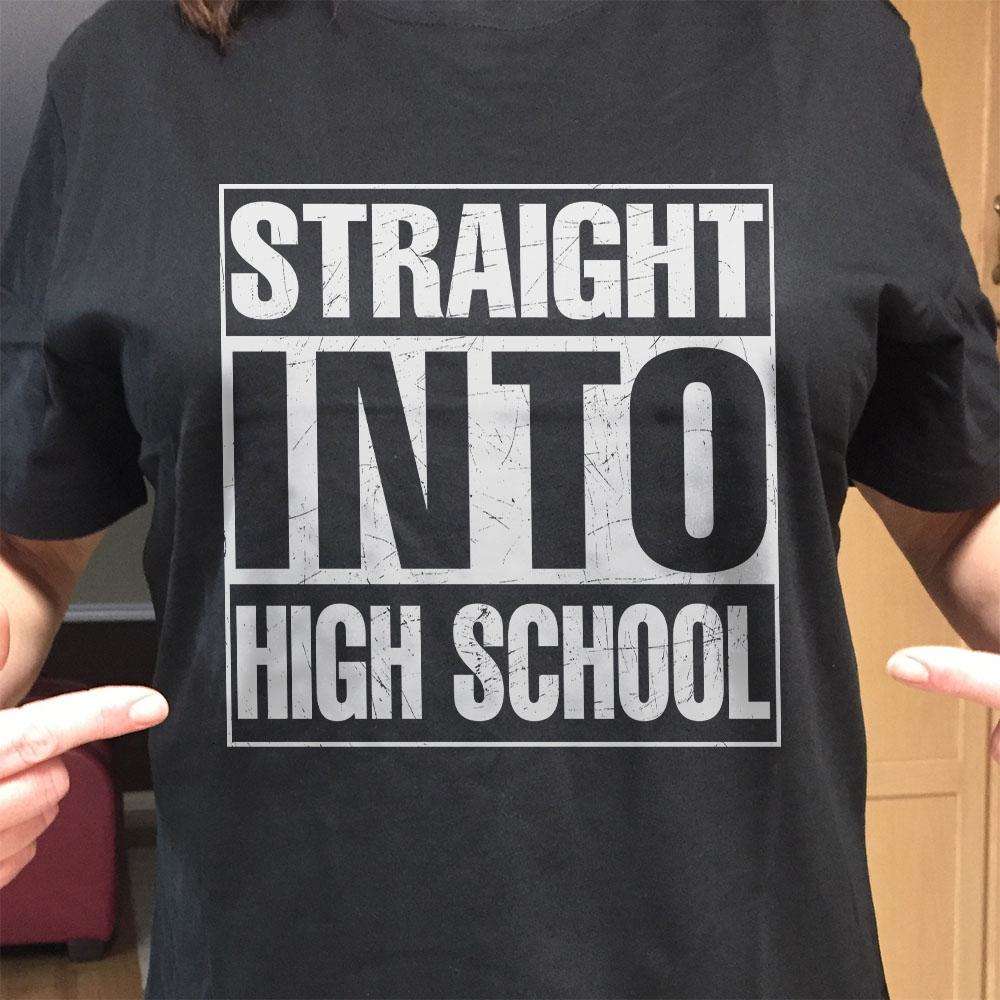 Designs by MyUtopia Shout Out:Straight Into High School Adult Unisex Cotton Short Sleeve T-Shirt