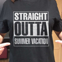 Load image into Gallery viewer, Designs by MyUtopia Shout Out:Straight Outta Summer Vacation Adult Unisex Cotton Short Sleeve T-Shirt
