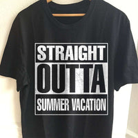 Load image into Gallery viewer, Designs by MyUtopia Shout Out:Straight Outta Summer Vacation Adult Unisex Cotton Short Sleeve T-Shirt,S / Black,Adult Unisex T-Shirt
