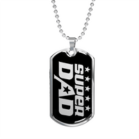 Load image into Gallery viewer, Designs by MyUtopia Shout Out:Super Dad Personalized Engravable Keepsake Dog Tag,Silver / No,Dog Tag Necklace
