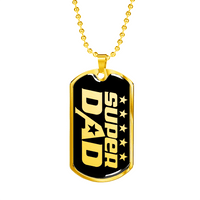 Load image into Gallery viewer, Designs by MyUtopia Shout Out:Super Dad Personalized Engravable Keepsake Dog Tag,Gold / No,Dog Tag Necklace

