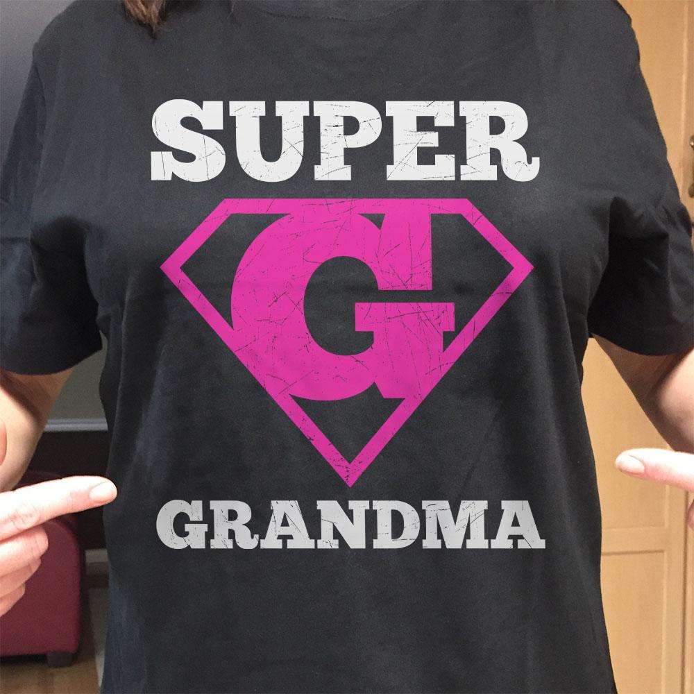 Designs by MyUtopia Shout Out:Super Grandma Adult Unisex Cotton Short Sleeve T-Shirt