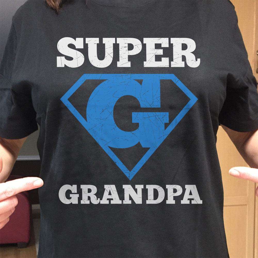 Designs by MyUtopia Shout Out:Super Grandpa Adult Unisex Cotton Short Sleeve T-Shirt