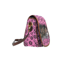 Load image into Gallery viewer, Designs by MyUtopia Shout Out:Supernatural Inspired Fan Art Canvas Saddlebag Crossbody Purse Black/Pink
