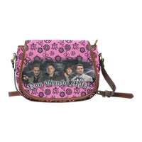 Load image into Gallery viewer, Designs by MyUtopia Shout Out:Supernatural Inspired Fan Art Canvas Saddlebag Crossbody Purse Black/Pink,Small 9.05&quot;(L) x 3.35&quot;(W) x 7.48&quot;(H) / Saddle Bag Purse,Cross-Body Purse
