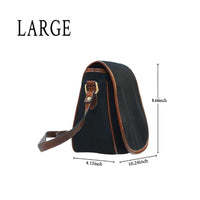 Load image into Gallery viewer, Designs by MyUtopia Shout Out:Supernatural Inspired Fan Art Canvas Saddlebag Crossbody Purse Black/Pink
