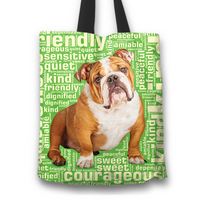 Load image into Gallery viewer, Designs by MyUtopia Shout Out:Sweet Bulldog Fabric Totebag Reusable Shopping Tote,Green,Reusable Fabric Shopping Tote Bag
