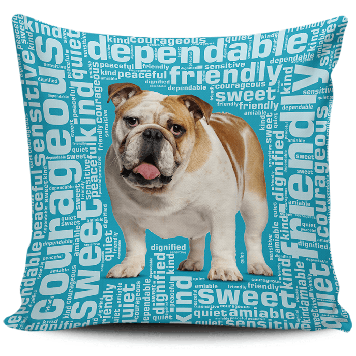 Designs by MyUtopia Shout Out:Sweet Bulldog Pillowcases,Blue,Pillowcases