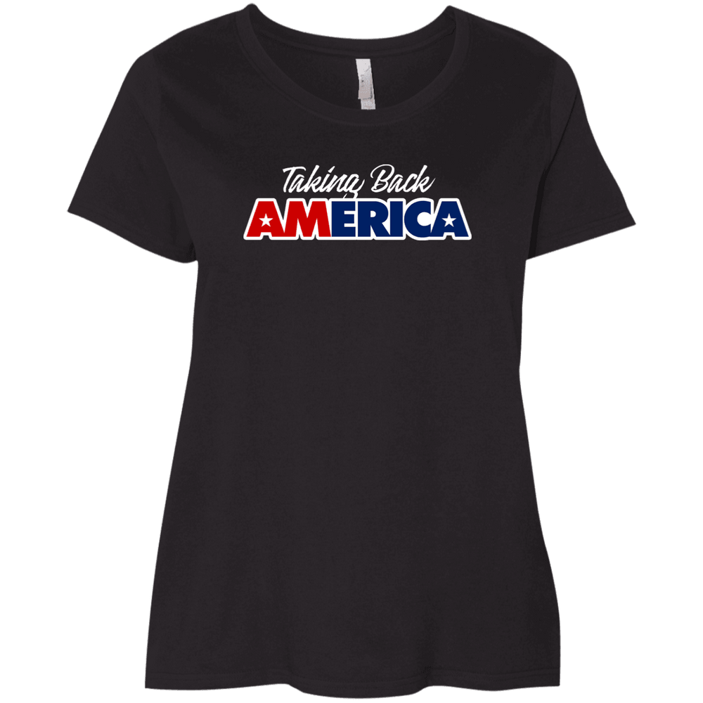 Designs by MyUtopia Shout Out:Taking Back America Ladies' Plus Size Curvy T-Shirt,Black / Plus 1X,Ladies T-Shirts