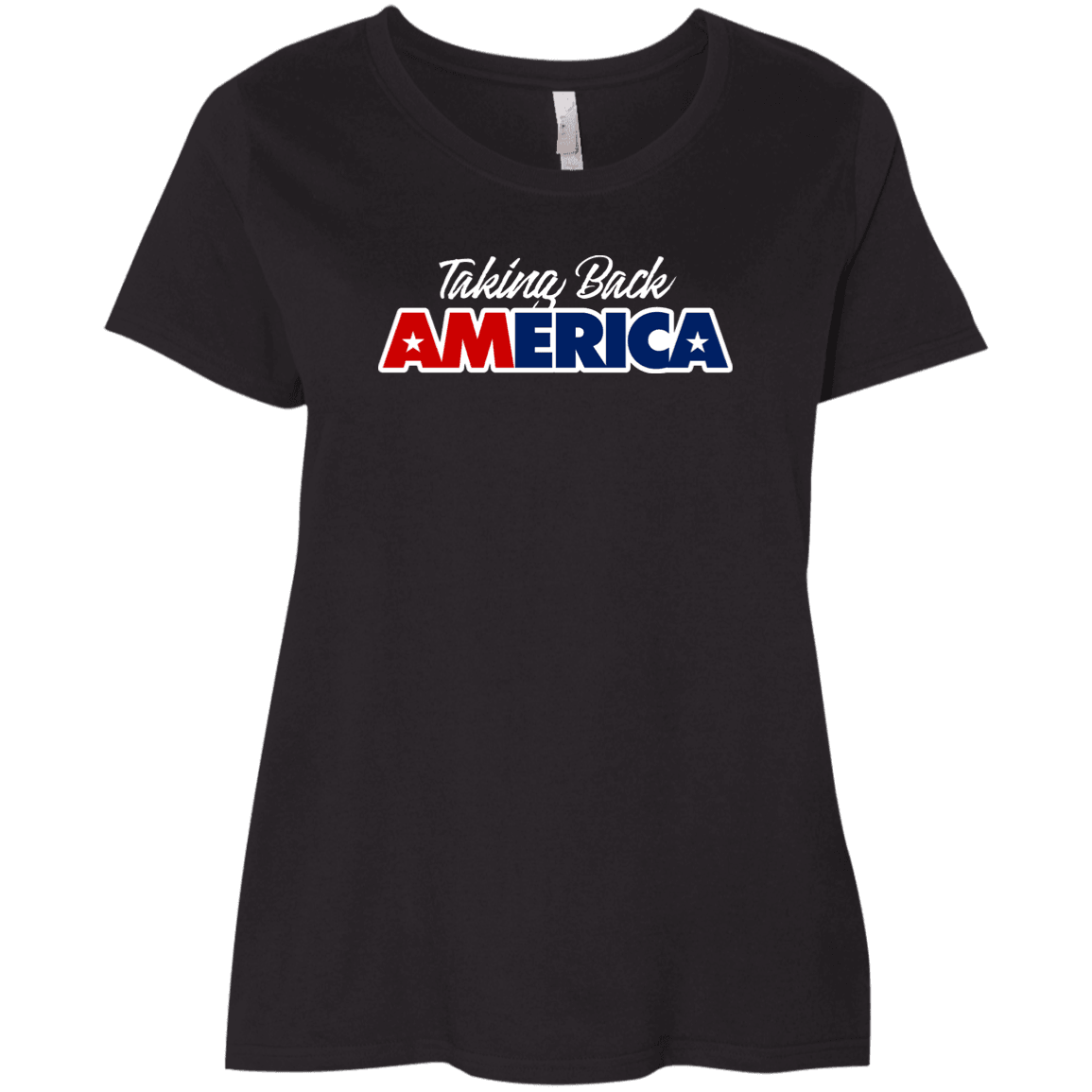 Designs by MyUtopia Shout Out:Taking Back America Ladies' Plus Size Curvy T-Shirt,Black / Plus 1X,Ladies T-Shirts