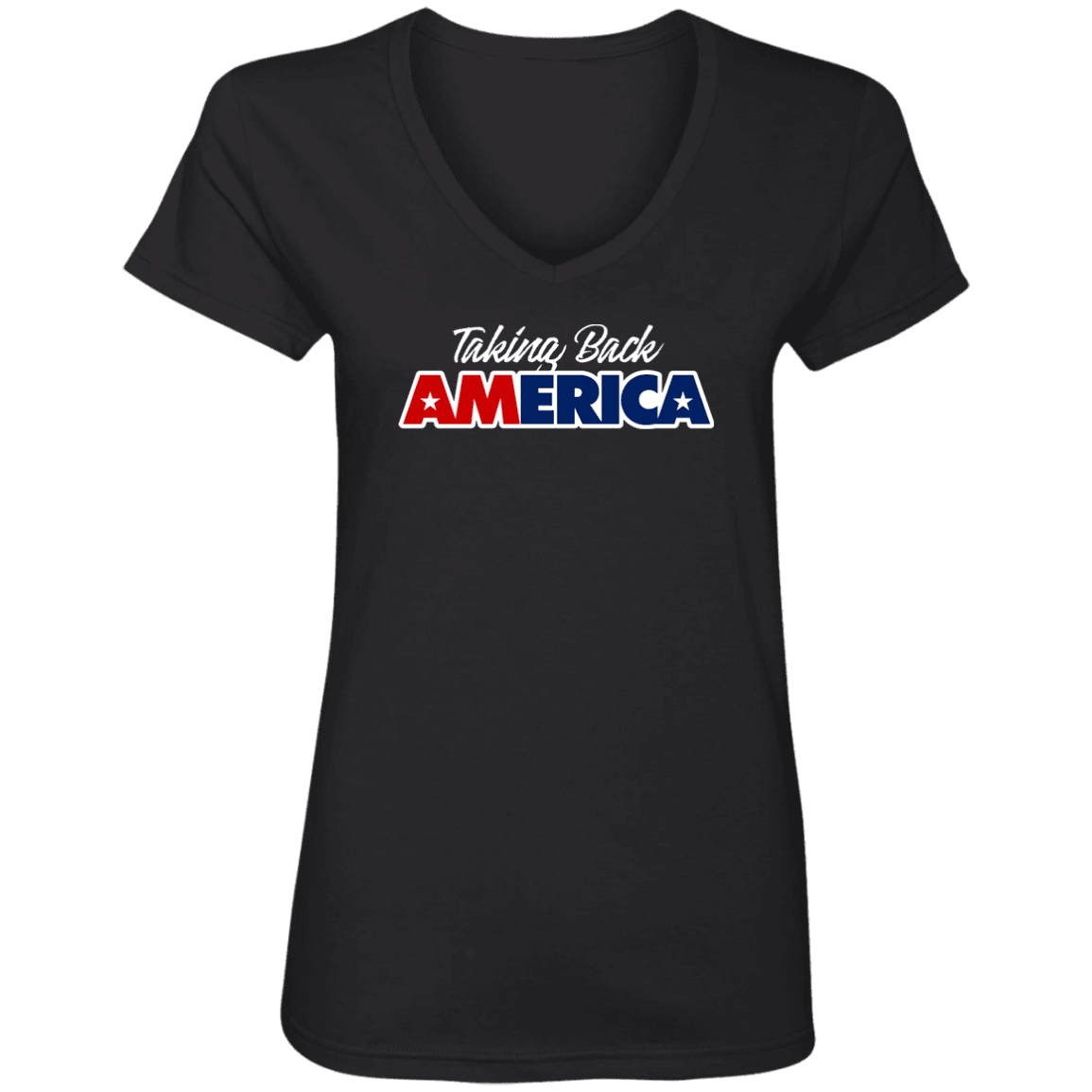 Designs by MyUtopia Shout Out:Taking Back America Ladies' V-Neck T-Shirt,Black / S,Ladies T-Shirts