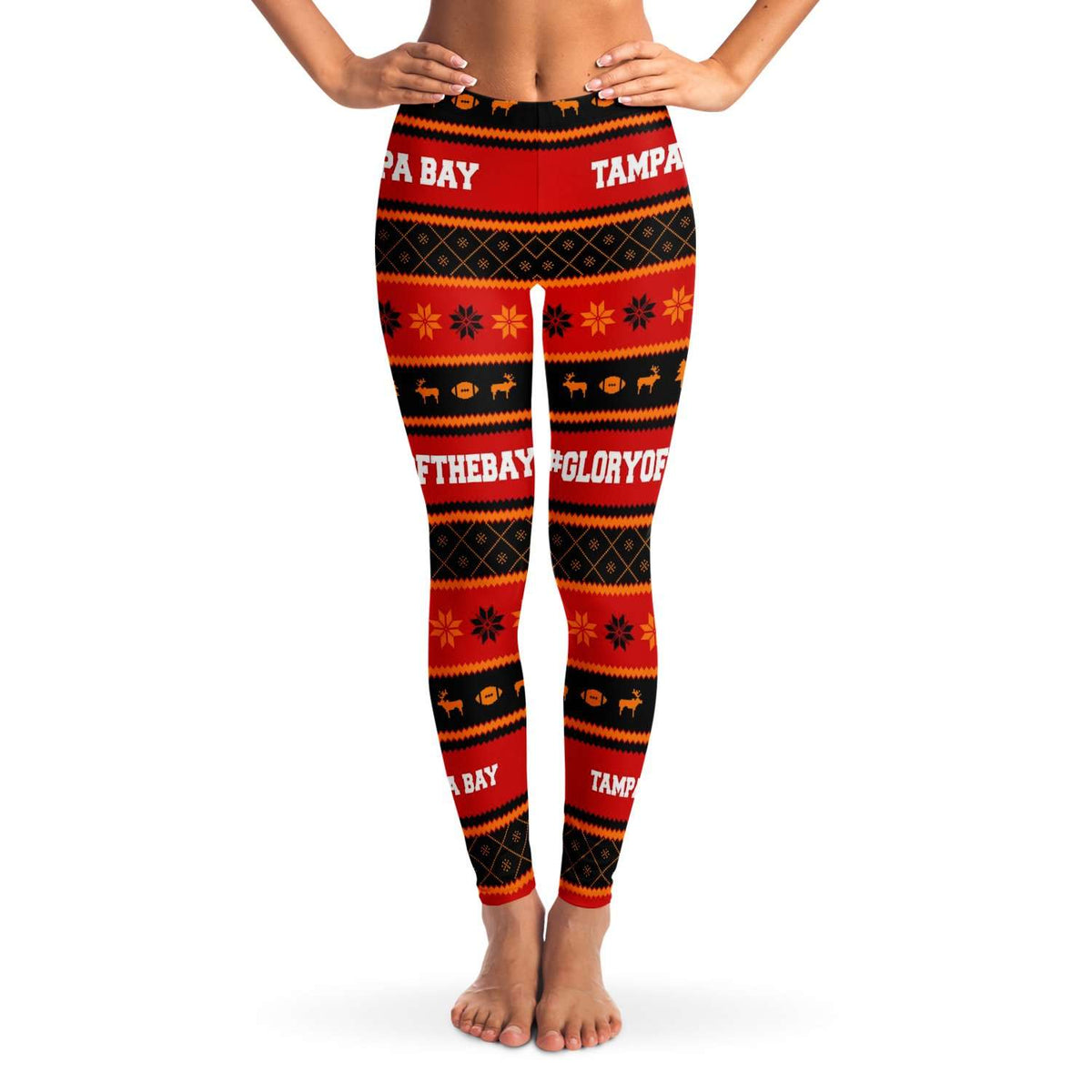 Designs by MyUtopia Shout Out:Tampa Bay Fan #GloryOfTheBay Football Fan Leggings,XS / Multi,Leggings - AOP