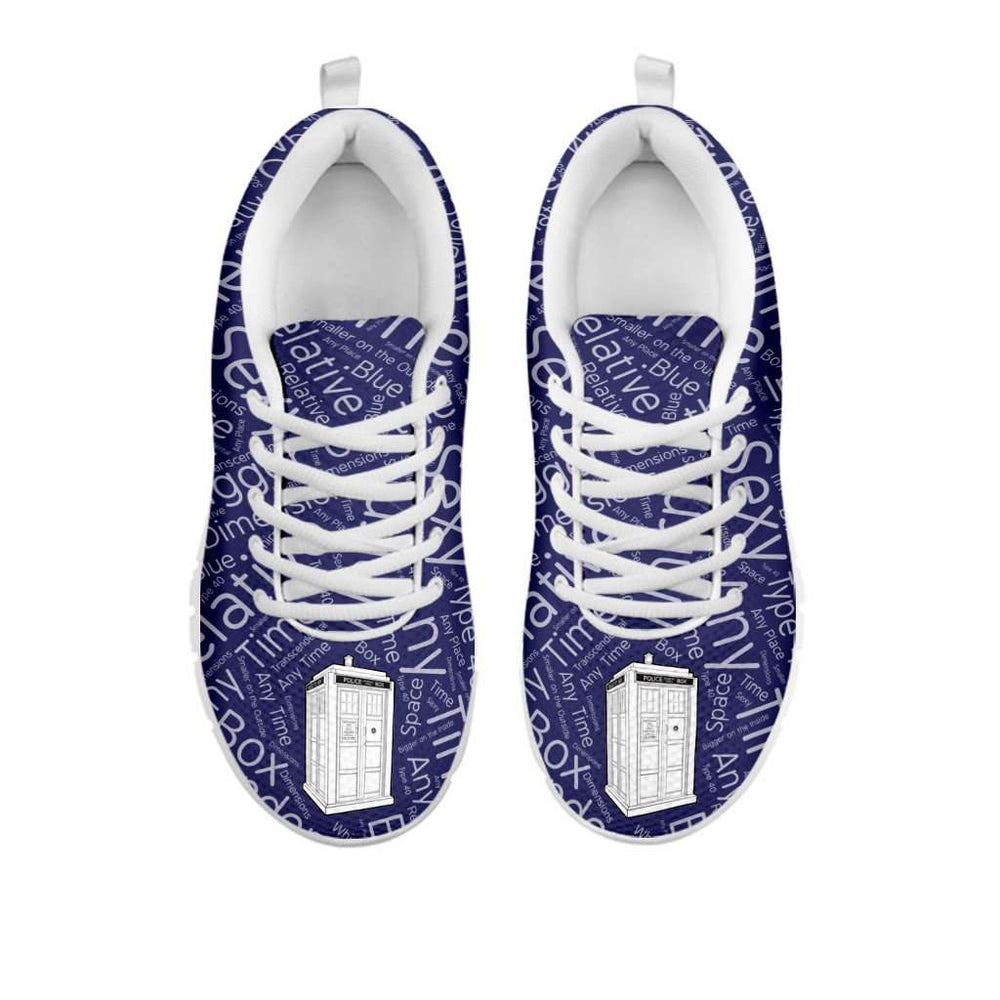Designs by MyUtopia Shout Out:TARDIS - Women's Running Shoes,Women's / Ladies US5 (EU35) / Blue/White,Running Shoes