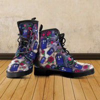 Load image into Gallery viewer, Designs by MyUtopia Shout Out:TARDIS and Rose Vegan Leather Boots

