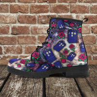 Load image into Gallery viewer, Designs by MyUtopia Shout Out:TARDIS and Rose Vegan Leather Boots

