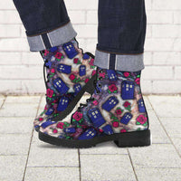 Load image into Gallery viewer, Designs by MyUtopia Shout Out:TARDIS and Rose Vegan Leather Boots
