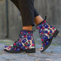 Load image into Gallery viewer, Designs by MyUtopia Shout Out:TARDIS and Rose Vegan Leather Boots,Men&#39;s / Mens US5 (EU38) / Multicolor,Lace-up Boots
