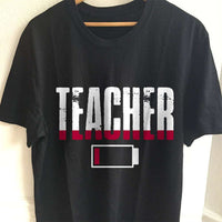 Load image into Gallery viewer, Designs by MyUtopia Shout Out:Teacher Battery Adult Unisex Cotton Short Sleeve T-Shirt,S / Black,Adult Unisex T-Shirt
