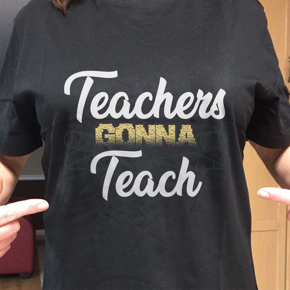 Designs by MyUtopia Shout Out:Teacher Gonna Teach Adult Unisex Cotton Short Sleeve T-Shirt