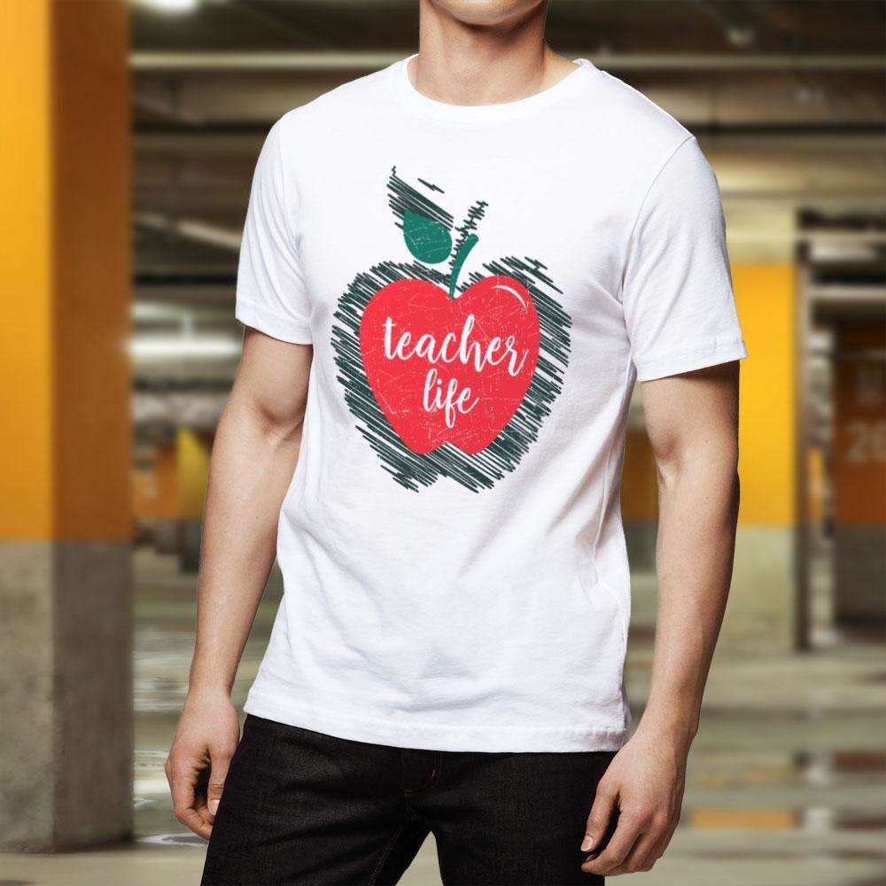 Designs by MyUtopia Shout Out:Teacher Life Adult Unisex Cotton Short Sleeve T-Shirt