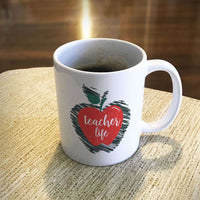 Load image into Gallery viewer, Designs by MyUtopia Shout Out:Teacher Life White Coffee Mug,11oz / White,Ceramic Coffee Mug
