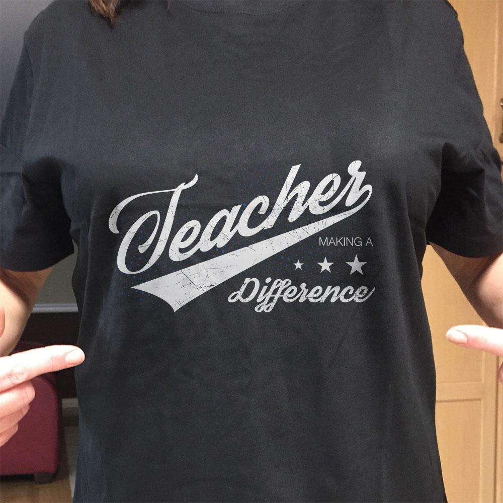 Designs by MyUtopia Shout Out:Teacher Making A Difference Adult Unisex Cotton Short Sleeve T-Shirt