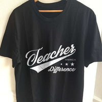 Load image into Gallery viewer, Designs by MyUtopia Shout Out:Teacher Making A Difference Adult Unisex Cotton Short Sleeve T-Shirt,S / Black,Adult Unisex T-Shirt
