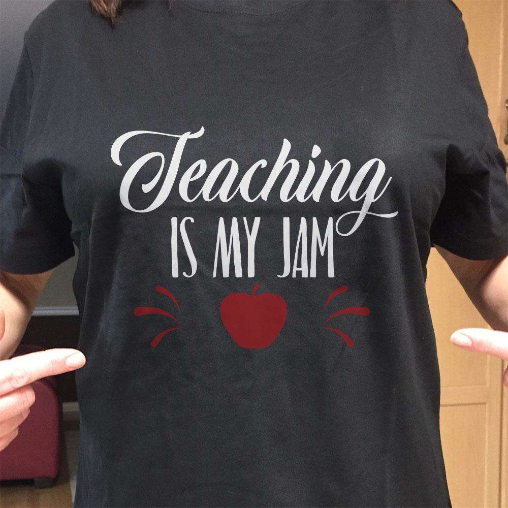 Designs by MyUtopia Shout Out:Teaching Is My Jam Adult Unisex Cotton Short Sleeve T-Shirt