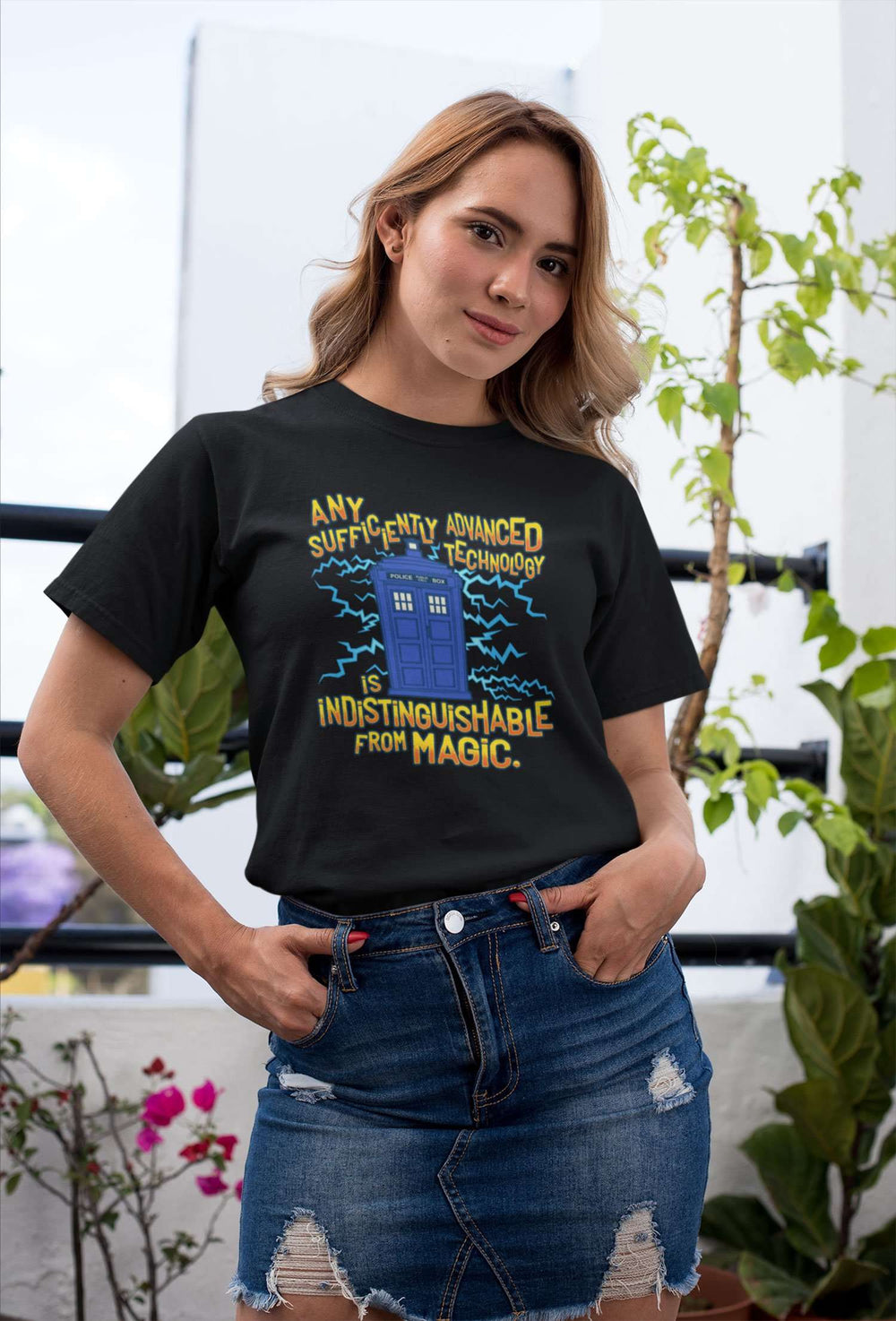 Designs by MyUtopia Shout Out:Technology Is Indistinguishable from Magic Adult Unisex T-Shirt
