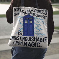 Load image into Gallery viewer, Designs by MyUtopia Shout Out:Technology Is Indistinguishable from Magic Fabric Totebag Reusable Shopping Tote
