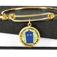 Load image into Gallery viewer, Designs by MyUtopia Shout Out:Technology Is Indistinguishable from Magic Personalized Engravable Keepsake Bangle Bracelet,Gold / No,Necklace
