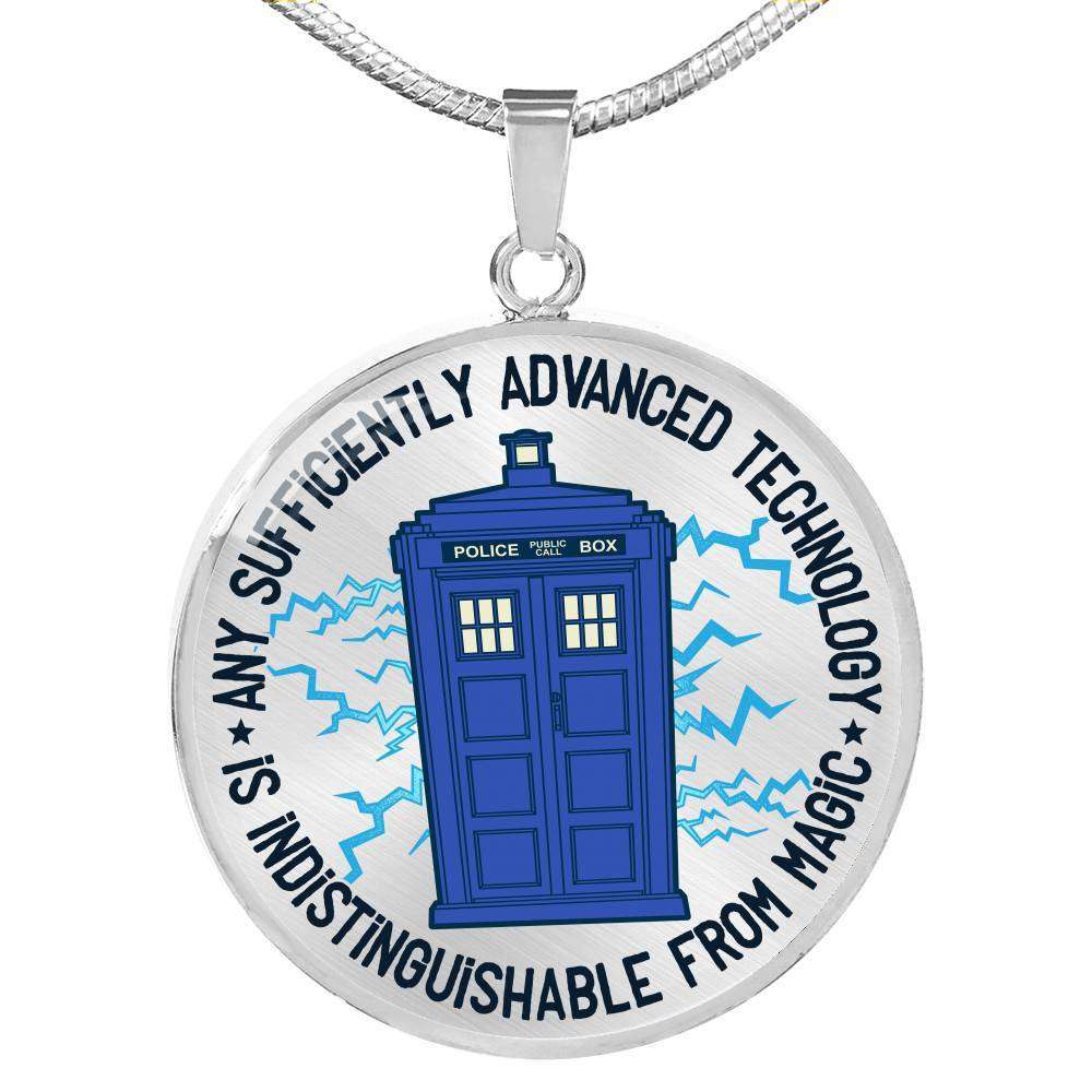Designs by MyUtopia Shout Out:Technology Is Indistinguishable from Magic Personalized Engravable Keepsake Necklace,Silver / No,Necklace