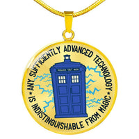 Load image into Gallery viewer, Designs by MyUtopia Shout Out:Technology Is Indistinguishable from Magic Personalized Engravable Keepsake Necklace,Gold / No,Necklace
